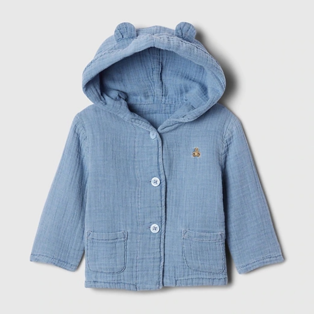 GAP Baby Crinkle Gauze Hooded Cardigan